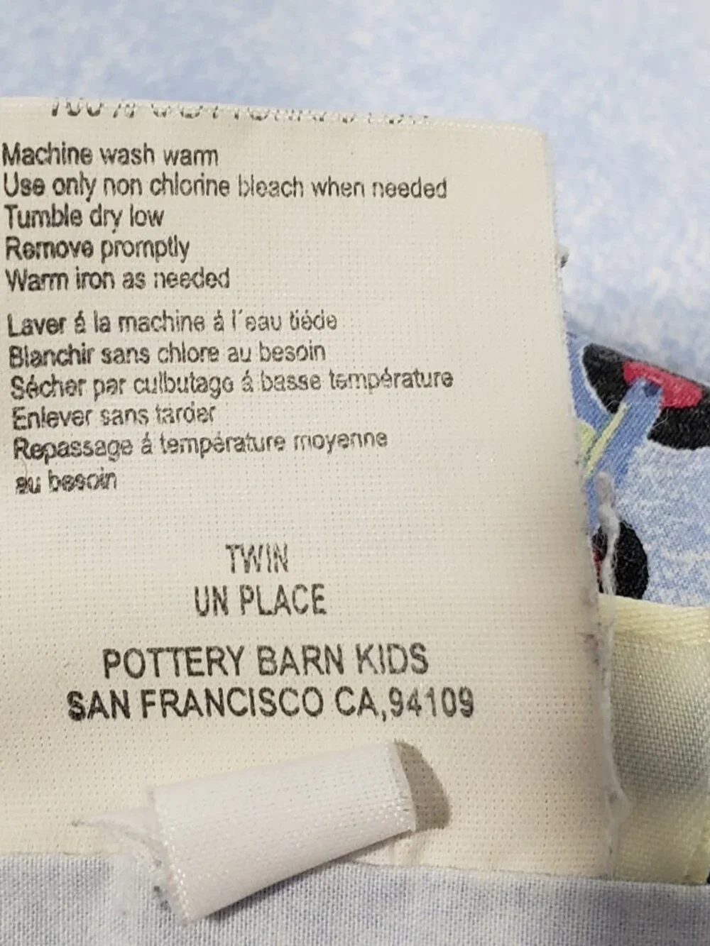 Pottery Barn Twin Flat Sheet Blue with Trains